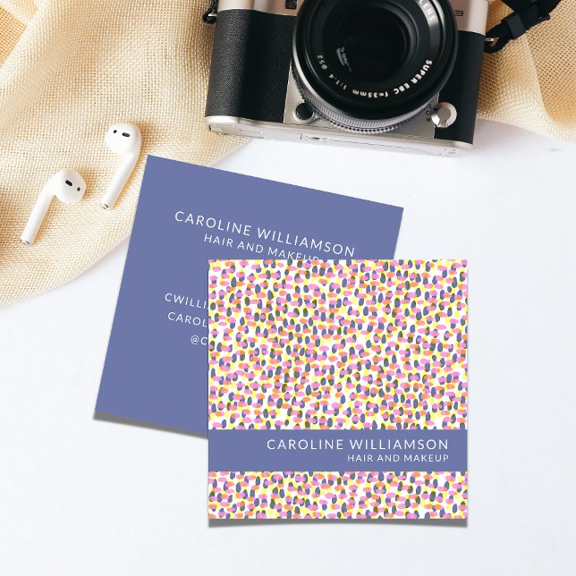 Abstract Watercolor Dots Artsy Professional  Square Business Card (Creator Uploaded)