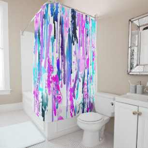 Abstract Watercolor Drips Blue Turquoise Pink
