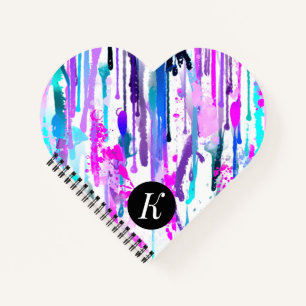 Abstract Watercolor Drips Blue Turquoise Pink Notebook