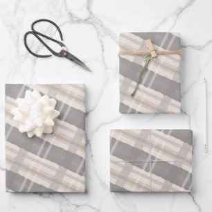 Abstract Watercolor Festive Grey & Beige Pattern Wrapping Paper Sheet