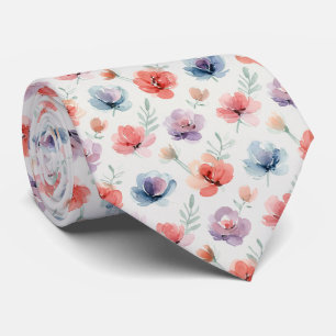 Abstract Watercolor Floral Pattern Tie