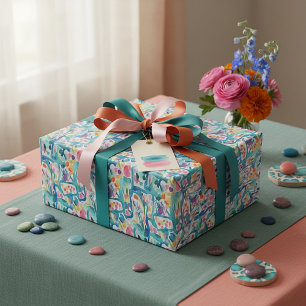 Abstract watercolor floral pattern wrapping paper