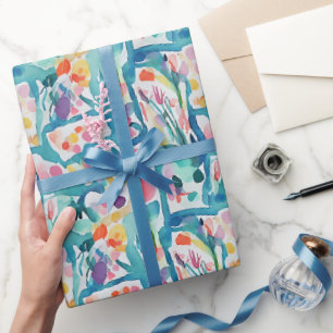 Abstract watercolor floral pattern wrapping paper