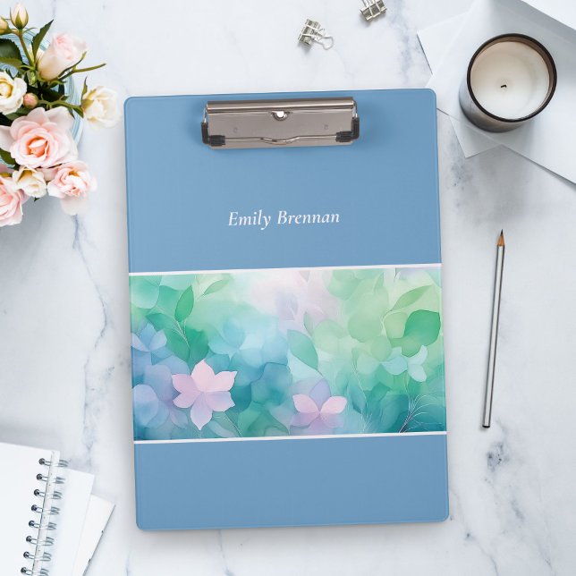 Abstract Watercolor Floral Personalized Clipboard (Creator Uploaded)
