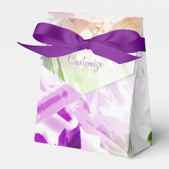 Abstract Watercolor Floral Tent Favour Box (Front Side)
