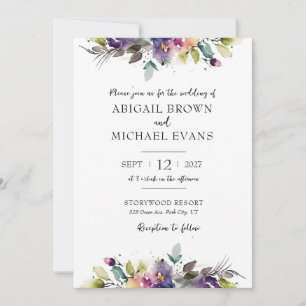 Abstract Watercolor Floral Wedding Invitation