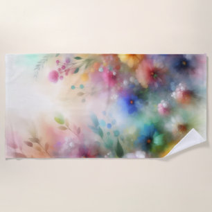 Abstract Watercolor Florals Beach Towel