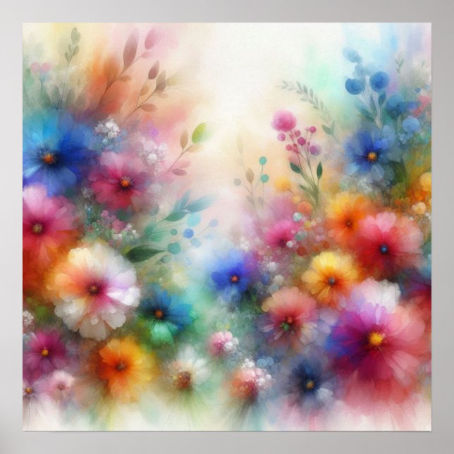 Abstract Watercolor Florals Print (Front)