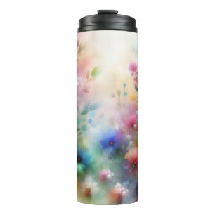 Abstract Watercolor Florals Thermal Tumbler
