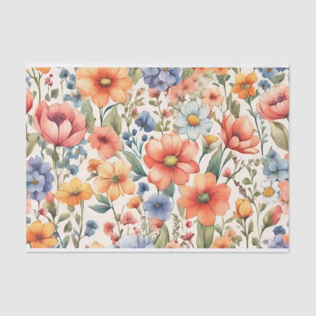 Abstract Watercolor Flowers for Any Occasion  Tissue Paper (Front)