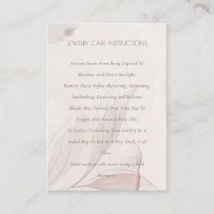 Abstract Watercolor Foliage Blush Jewelry Care Business Card