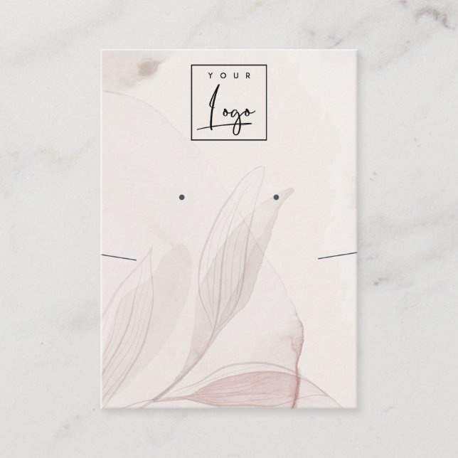 Abstract Watercolor Foliage Logo Earring Necklace Business Card (Front)