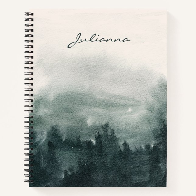 Abstract Watercolor Forest Landscape Personalized Notebook (Front)
