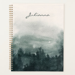 Abstract Watercolor Forest Landscape Personalized Planner