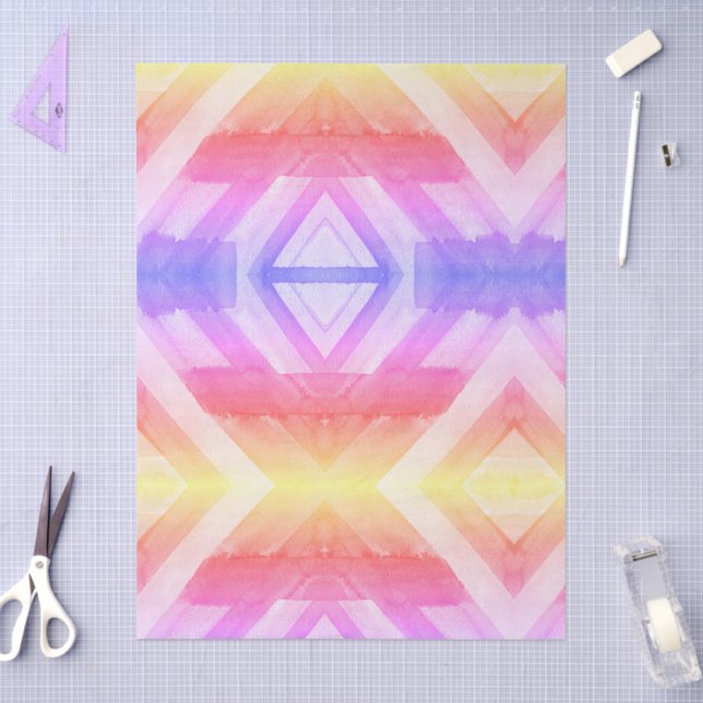 Abstract Watercolor Geometric Background Wrapping Tissue Paper (Craft)