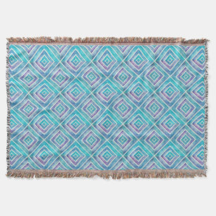 Abstract watercolor geometric blue, purple pattern throw blanket
