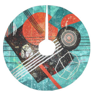 Abstract watercolor, geometric colourful shapes. brushed polyester tree skirt