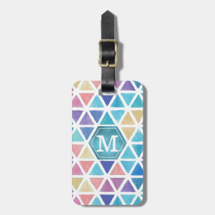 Abstract Watercolor Geometric (Coral Reef Tones) Luggage Tag