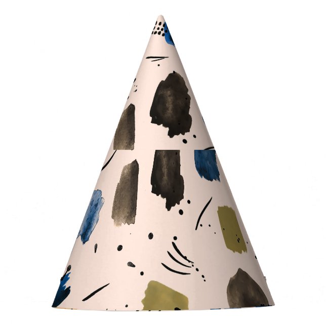 Abstract Watercolor: Geometric Ink Pattern. Party Hat (Front)