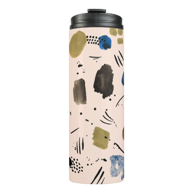 Abstract Watercolor: Geometric Ink Pattern. Thermal Tumbler (Front)