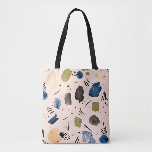 Abstract Watercolor: Geometric Ink Pattern. Tote Bag (Front)