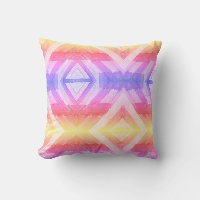 Abstract Watercolor Geometric patterns  Throw Pillow (Front)
