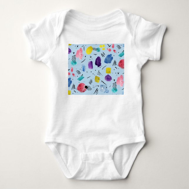 Abstract Watercolor Geometric Shapes Pattern Baby Bodysuit (Front)