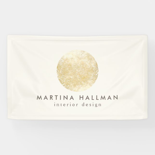 Abstract Watercolor Gold Circle Logo on Ivory Banner (Horizontal)