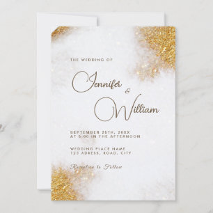Abstract Watercolor Gold Glitter Luxury Elegant Invitation
