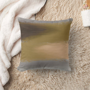 Abstract watercolor gold grey paint Pattern Throw Pillow