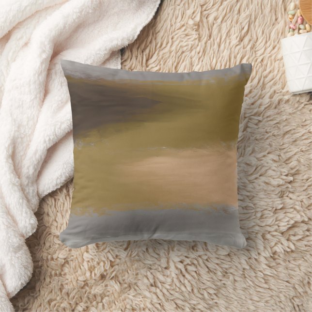 Abstract watercolor gold grey paint Pattern Throw Pillow (Blanket)