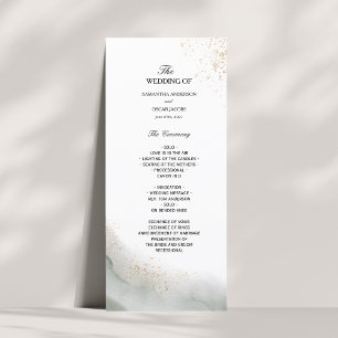 Abstract Watercolor Green Brush Strokes & Gold Menu