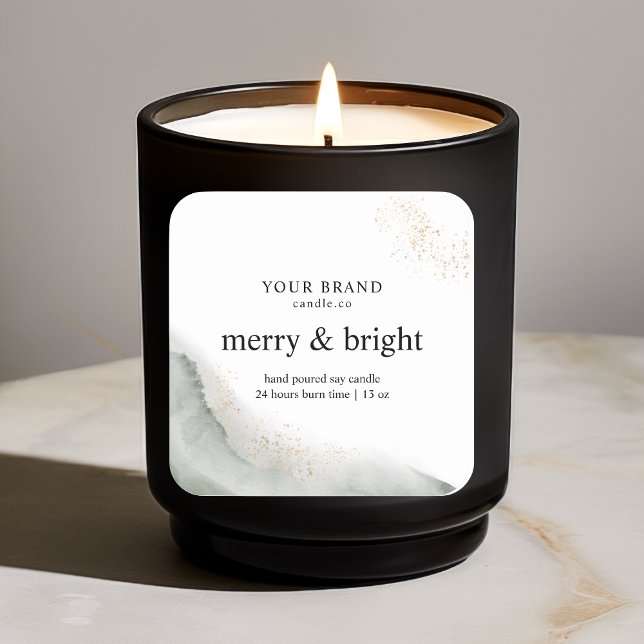 "Abstract Watercolor Green & Gold Candle  Square Sticker (Creator Uploaded)