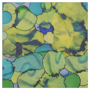 Abstract Watercolor Green Teal Blue Fabric