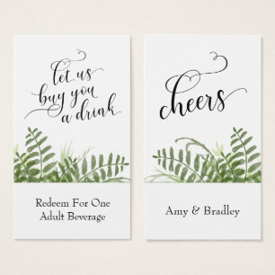 Abstract Watercolor Greenery Drink Tickets
