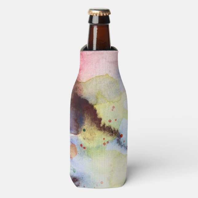 Abstract watercolor grunge texture with paint bottle cooler (Bottle Front)