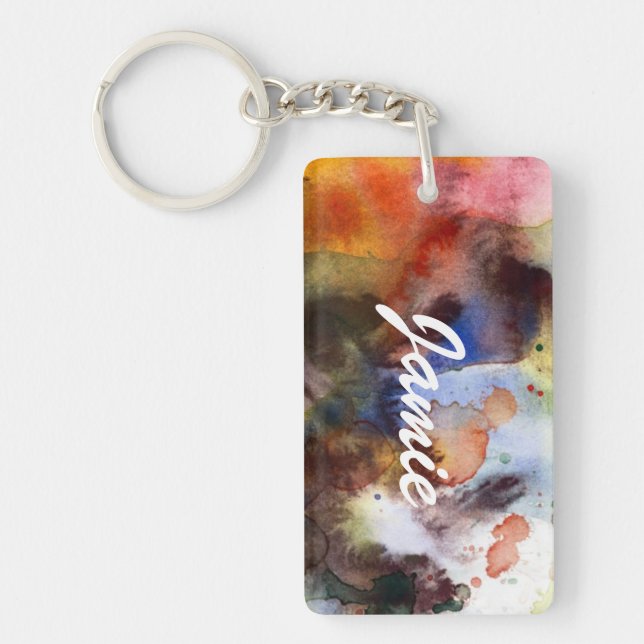Abstract watercolor grunge texture with paint keychain (Front)