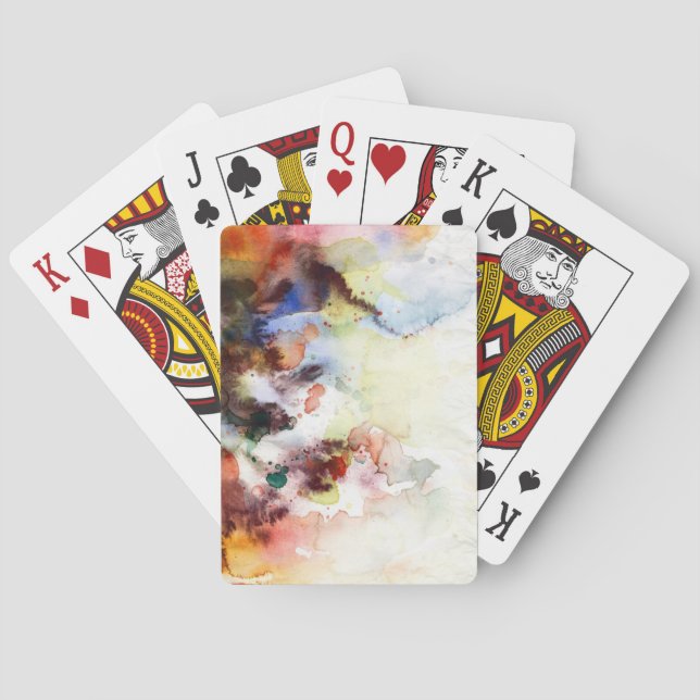 Abstract watercolor grunge texture with paint playing cards (Back)