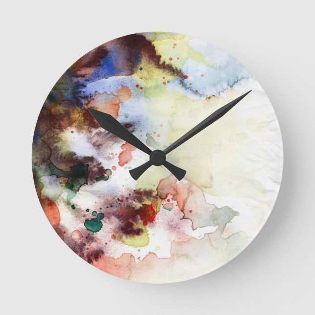 Abstract watercolor grunge texture with paint round clock (Front)
