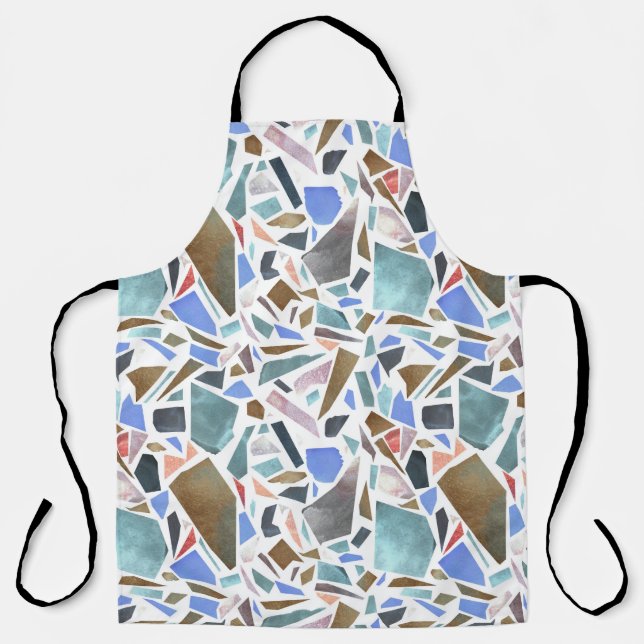 Abstract watercolor: hand-drawn white background. apron (Front)