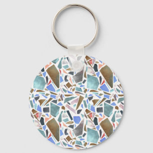 Abstract watercolor: hand-drawn white background. keychain