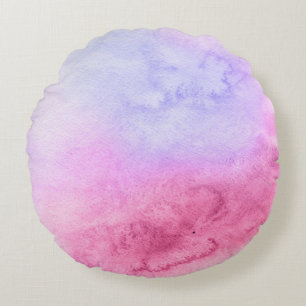 Abstract watercolor hand painted background 11 round pillow