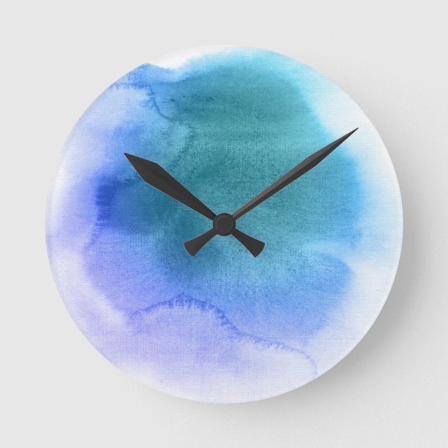 Abstract watercolor hand painted background 12 round clock (Front)