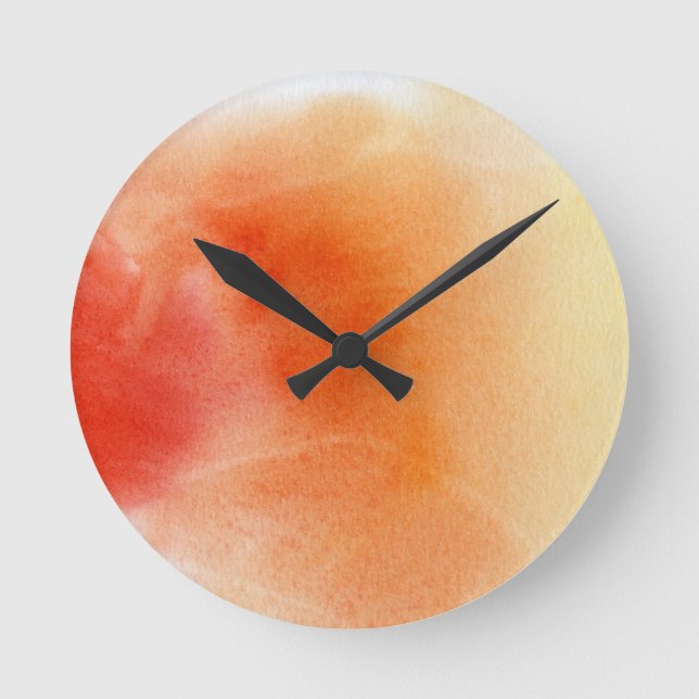 Abstract watercolor hand painted background 15 round clock (Front)