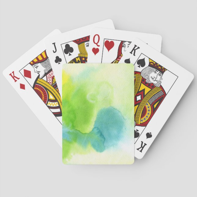Abstract watercolor hand painted background 16 playing cards (Back)