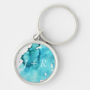 Abstract watercolor hand painted background 2 keychain