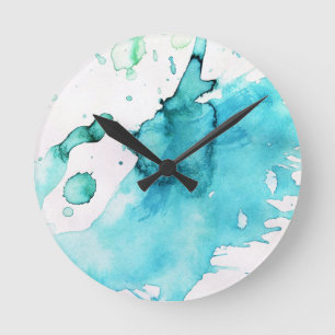 Abstract watercolor hand painted background 2 round clock