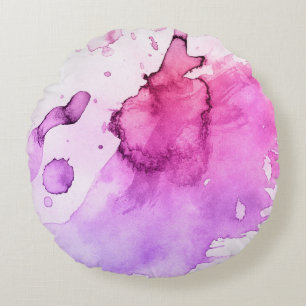 Abstract watercolor hand painted background 5 round pillow