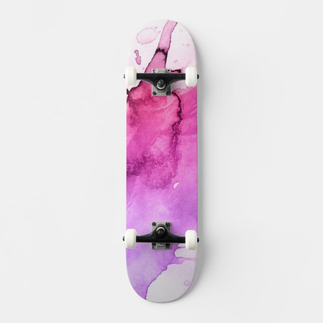 Abstract watercolor hand painted background 5 skateboard (Front)