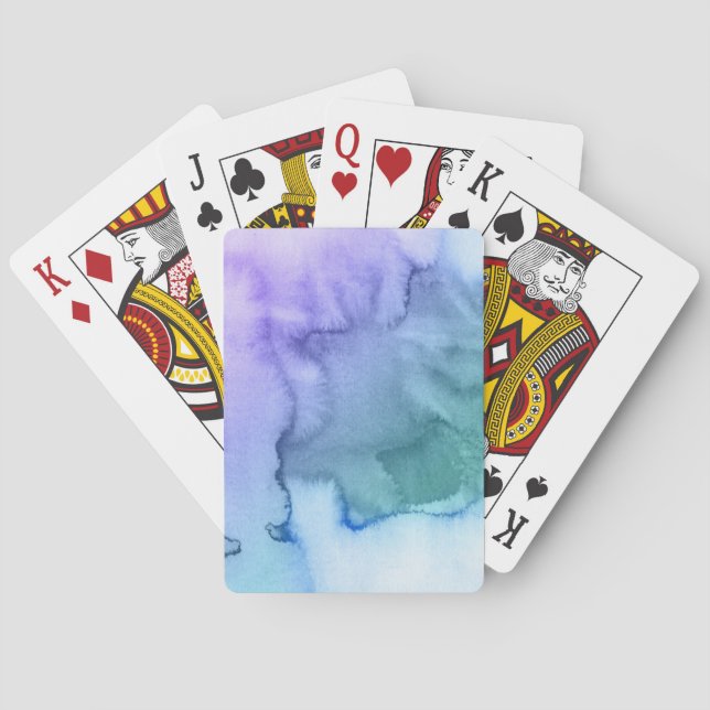 Abstract watercolor hand painted background 6 2 playing cards (Back)